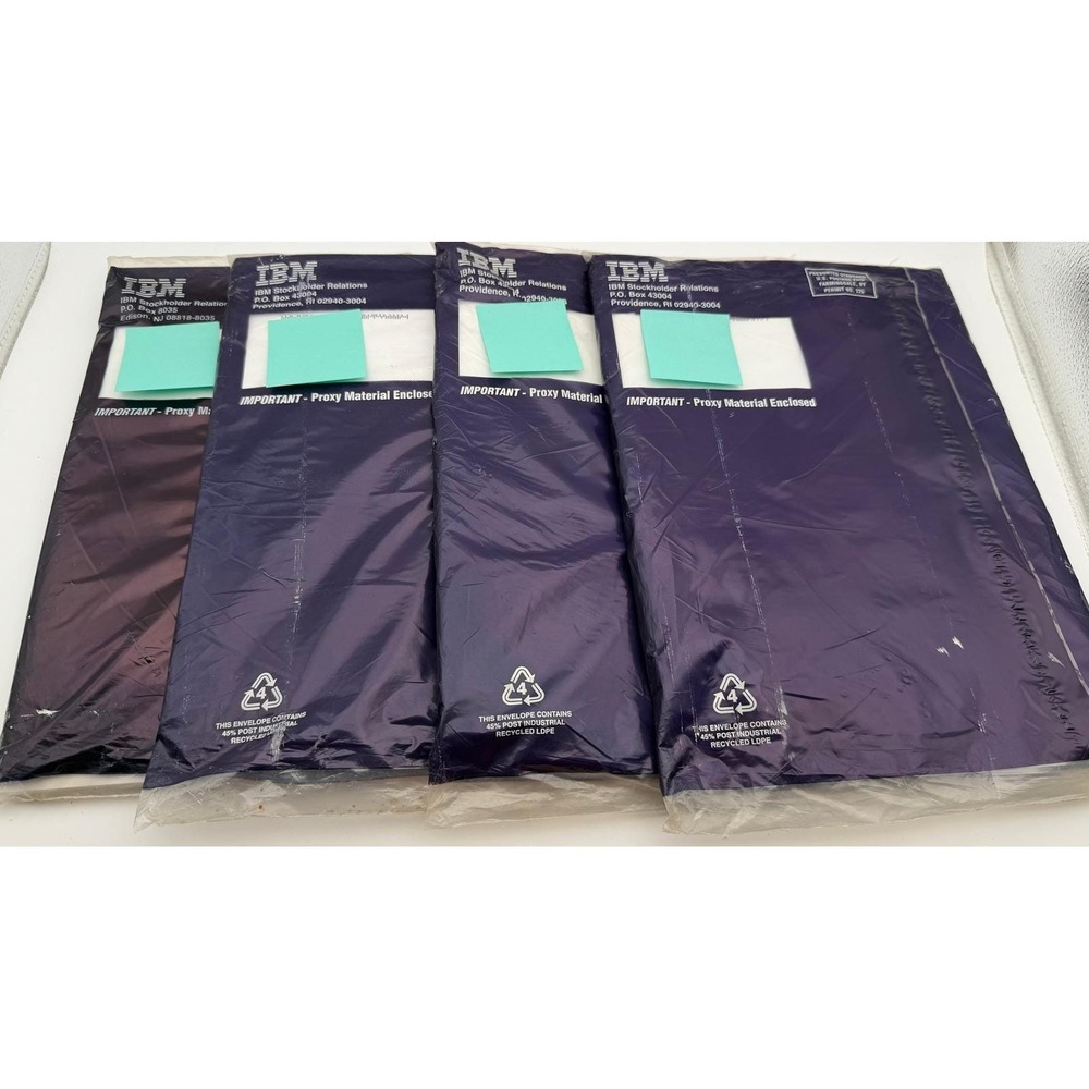 Vintage IBM Stockholder Relations Proxy Material Envelopes Purple Set of 4 F303